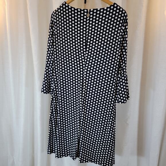 NWT Tommy Hilfiger Navy White Polka Dot 3/4 Sleeve Shift Dress Zip Sz 12 - Picture 5 of 6